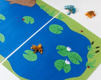 Frog Toy Printable Play Mat. Quiet Toy and Travel Play Set