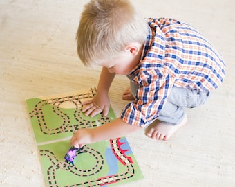 Mini Train Printable Play Mat - Set B. Train Birthday Party Favor