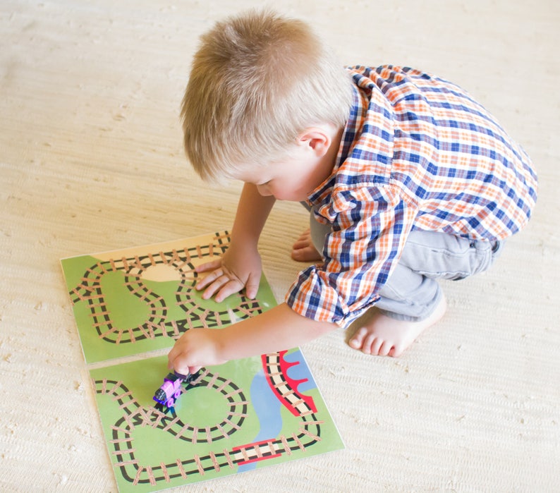 Train Birthday Party Printable Favors. Printable play mats for mini trains image 3