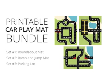 Car Play Mat Printable BUNDLE: Sets 1, 2 and 3. For Mini Toy Cars. Road Play Mat