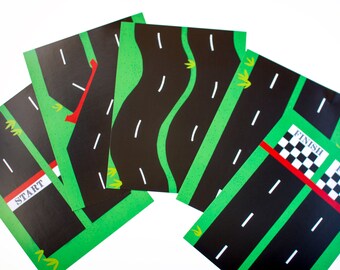Toy Car Play Mat, Race Track Set. Printable Road Play Mat