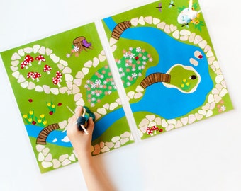 Fairy Garden Printable Play Mat. Pretend Play Quiet Toy for Fairies