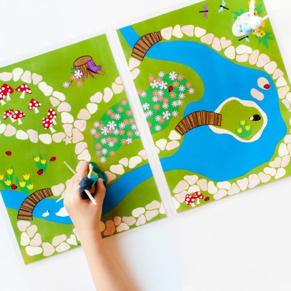 Fairy Garden Printable Play Mat. Pretend Play Quiet Toy for Fairies