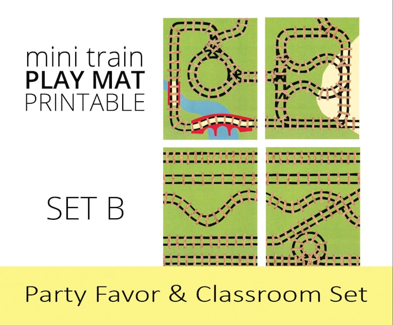 Train Birthday Party Printable Favors. Printable play mats for mini trains image 1