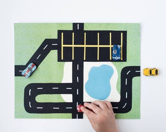 Car Printable Play Mat #3: Parking Lot Mat. For Micro Toy Cars.