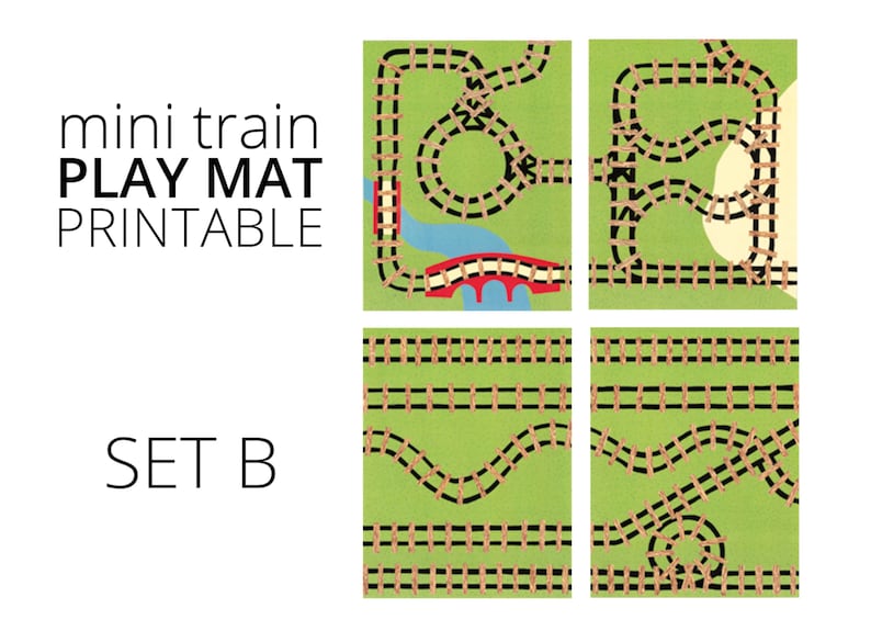 Mini Train Printable Play Mat - Set B. Train Birthday Party Favor - Etsy