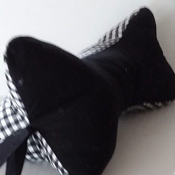 Black or Red Gingham Neck Support Pillow - Dog Bone Shaped