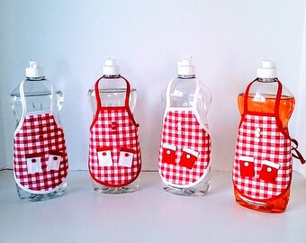 Red and White Gingham Dish Soap Bottle Apron