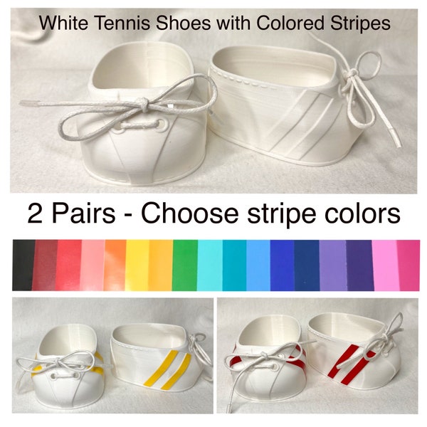 Cabbage Patch Kids CPK Replacement Tennis Shoes for Vintage 16” Dolls - 2 Pairs - You Choose Stripes