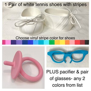 Cabbage Patch Kids CLK Ersatzbrille, gestreifte Tennisschuhe & Schnuller-Combo