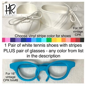 Cabbage Patch Kids CPK Replacement Striped Tennis Shoes & Glasses Combo