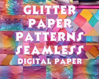 Glitter Digital Paper - Scrapbook Paper, Seamless Pattern PNG, Junk Journal,  Patterns - 61 files