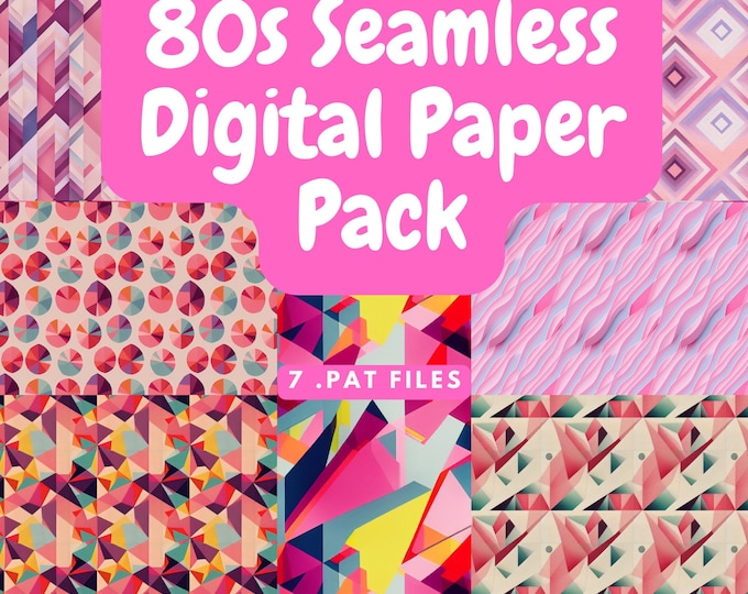80s Pastel Digital Paper Pack - Scrapbook Paper, Seamless Pattern PNG, Junk Journal, Paper Patterns