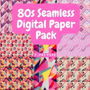 80s Pastel Digital Paper Pack - Scrapbook Paper, Seamless Pattern PNG, Junk Journal, Paper Patterns