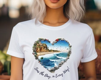 Seas The Day, In Every Way Heart Camiseta - Regalo para ella, Camisa de corazón, Camiseta gráfica, Camiseta de mujer, Única, Camiseta vintage, Amor