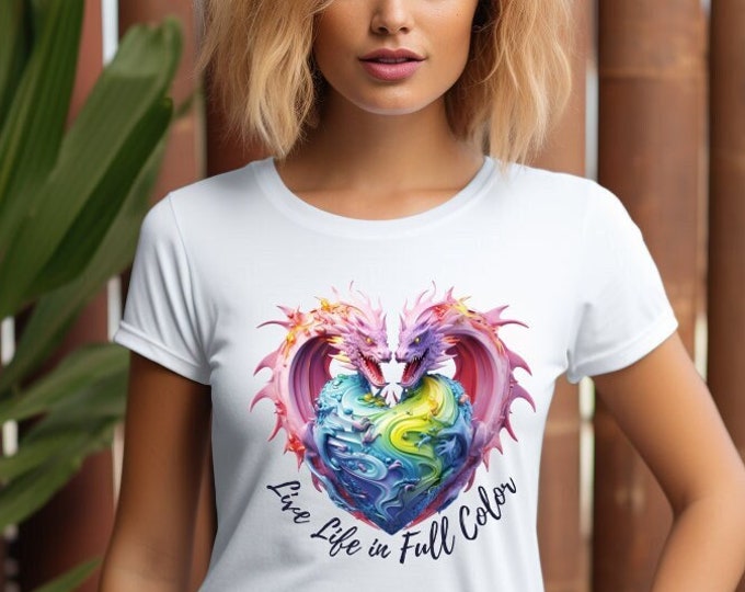 Live Life In Full Color Heart Tshirt - Gift For Her, Heart Shirt , Graphic Tee, Women's t shirt, Unique Shirt, Vintage T-shirt, Love Shirt