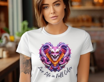 Live Life In Full Color Heart Tshirt - Gift For Her, Heart Shirt , Graphic Tee, Women's t shirt, Unique Shirt, Vintage T-shirt, Love Shirt