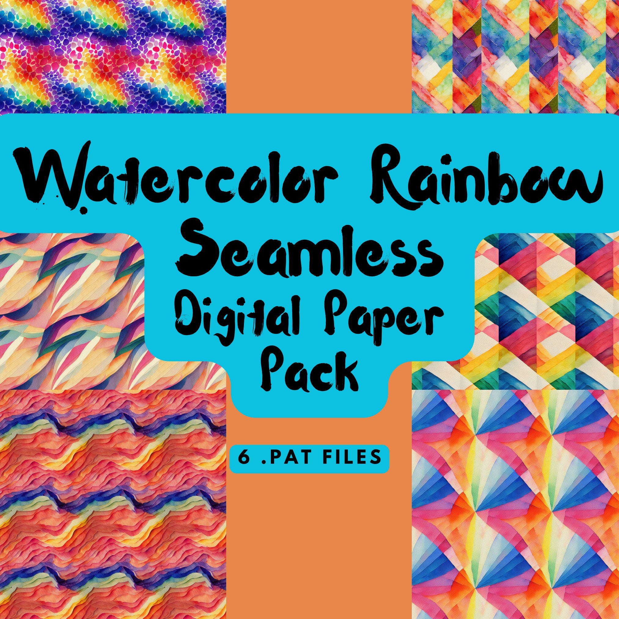 Watercolor Rainbow Digital Paper Pack - Scrapbook Paper, Seamless ...