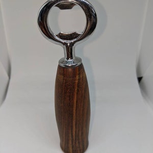 Bottle Opener - Handturned Wood - Chrome