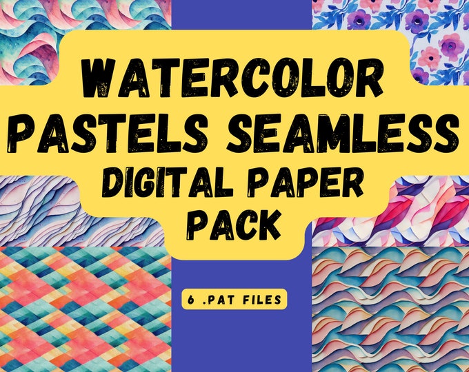 Watercolor Pastels Digital Paper Pack - Scrapbook Paper, Seamless Pattern PNG, Junk Journal, Paper Patterns