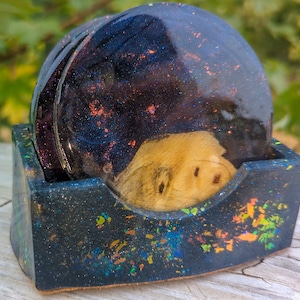 Galaxy Resin Coaster Set - Wood Coasters - Resin and Wooden Coasters