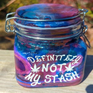 Glass Stash Jar -Stash Box with Air Tight Locking Lid - Definitely Not My Stash