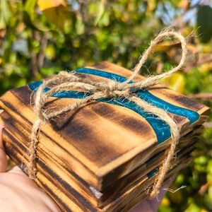 River Table Wooden Coasters - Wood Coaster - Set of 4
