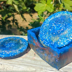Resin Coaster Set - Epoxy Coasters - Crystals and Sparkles