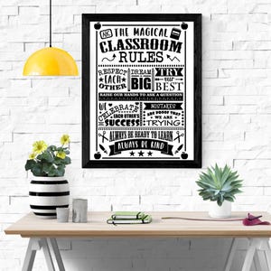 Classroom Rules Poster - Perfect Teacher Gift - Framed Teacher&#39;s Room decor - Class Rules Sign