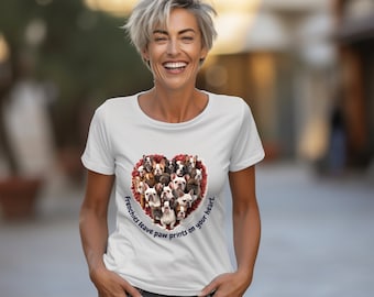Tshirt Gift for Frenchie Lovers and Dog Lovers, Graphic Tee Heart Dog Shirt with French Bulldogs, Cute dog tshirt for dog moms or dog dads