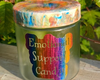 Glass Candy Jar - Emotional Support Candy Jar - Funny gift for desk