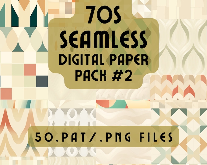 70s Paper Tiles Pack 2 - Scrapbook Paper, Seamless Pattern PNG, Junk Journal, Paper Patterns
