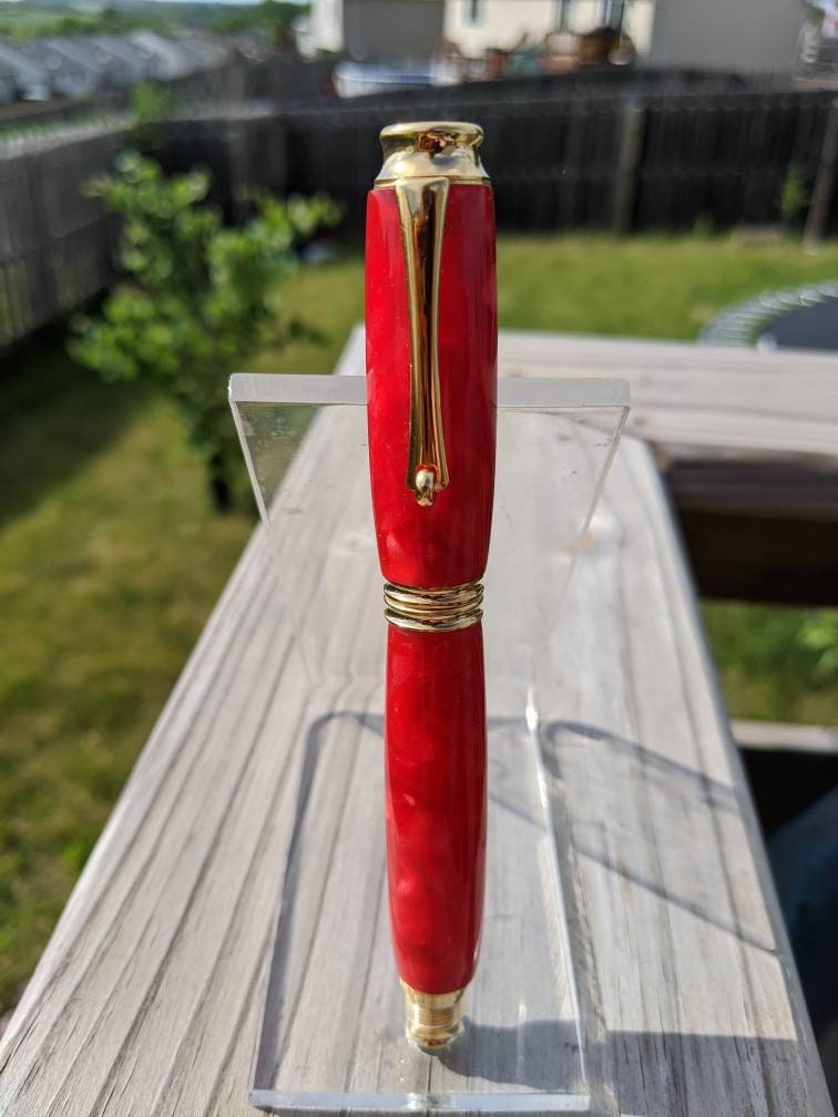 Rollerball Pen Ruby Red Handmade