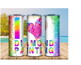 I Love Diamond Painting Skinny Tumbler with Straw, Accessories, Diamond Drill Painting, Diamond Painting Gifts, DP Pens Diamond Art Painting