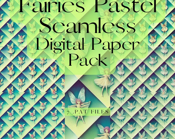 Fairies Digital Paper Pack - Scrapbook Paper, Seamless Pattern PNG, Junk Journal, Paper Patterns