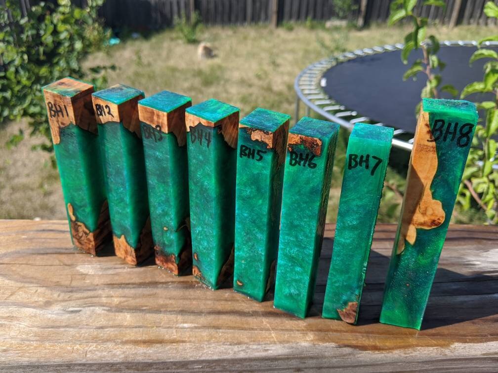 Hybrid Pen Blanks Big Leaf Maple Jade Green