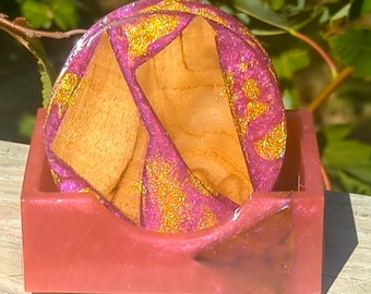 Resin Coaster Set - Wood Coasters - Resin and Wooden Coasters
