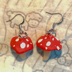 Handcrafted Mushroom Earrings - hand made and painted- Unique Gift for Her - Ideal Bestie Present