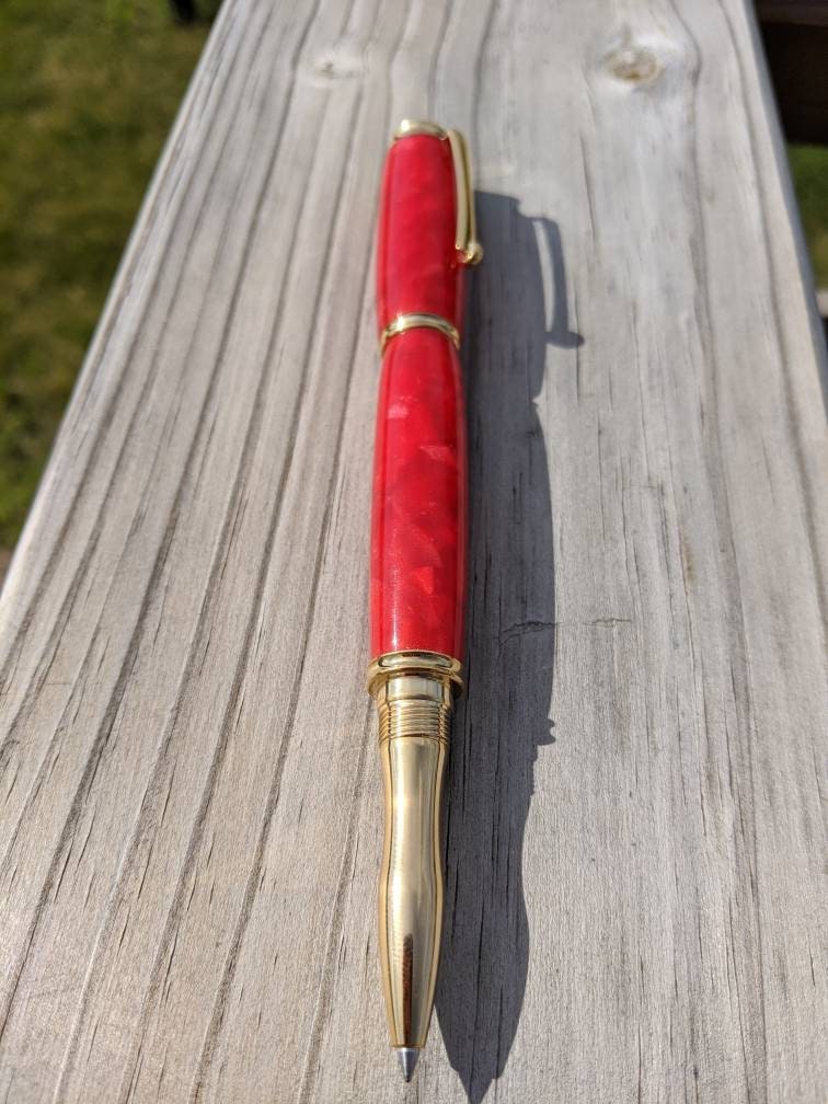 Rollerball Pen Ruby Red Handmade