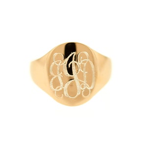 925 Sterling Silver Oval Signet Monogram Ring, Rose Gold Signet Ring, Womens Signet Ring, Bridesmaids Gifts, Rose Gold