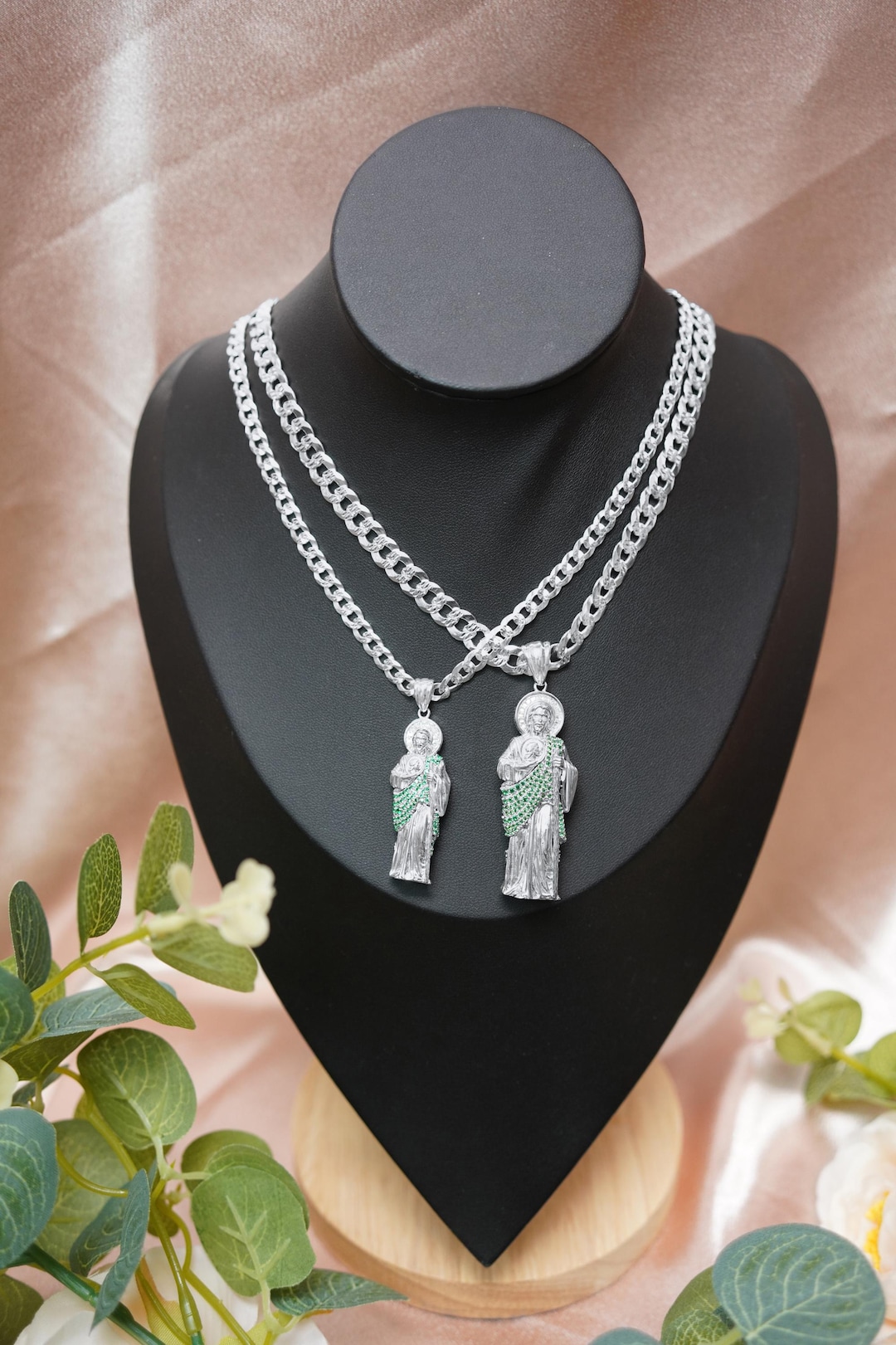 925 Sterling Silver Green CZ 3D St …