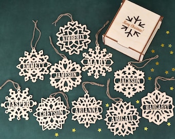 set of personalized wooden snowflake ornaments wood christmas decoration laser cut christmas ornaments custom name snowflake ornament - Snowflake Christmas Decorations set of personalized wooden snowflake ornaments wood christmas decoration laser cut christmas ornaments custom name snowflake ornament - Snowflake Christmas Decorations
