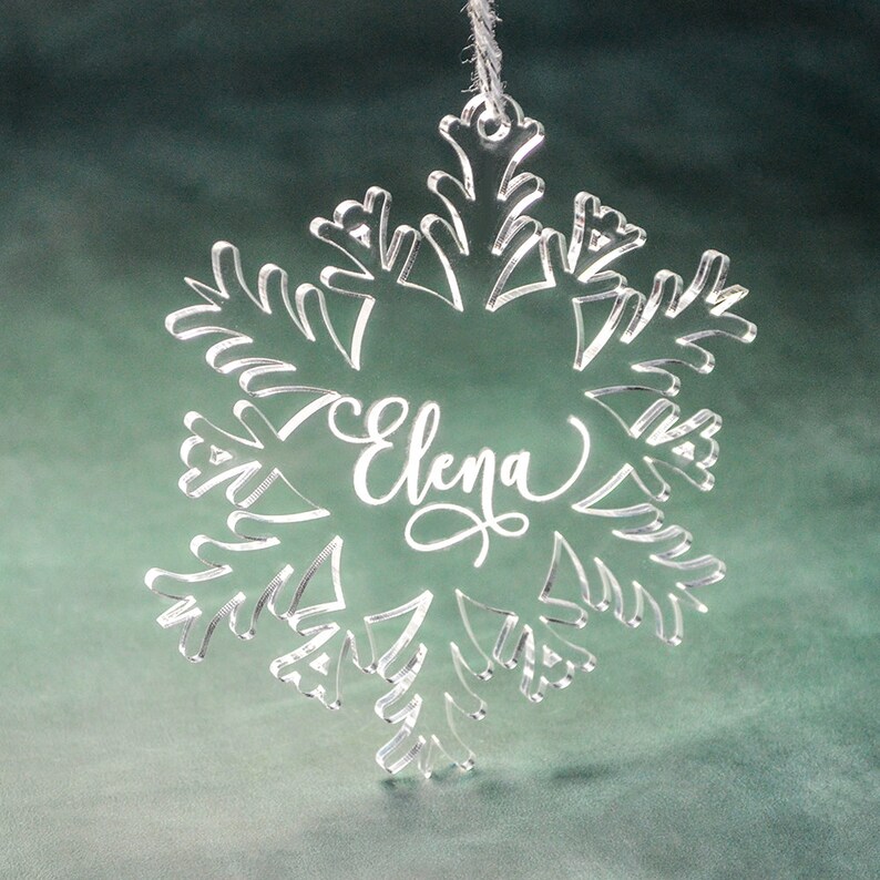 PERSONALIZED ACRYLIC SNOWFLAKE Ornaments // Christmas Tree Etsy