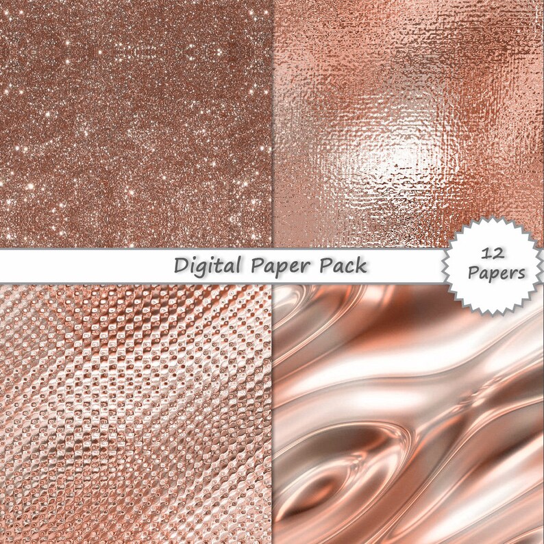 Rose Gold Glitter Foil Digital BACKGROUND PAPER PACK // Etsy