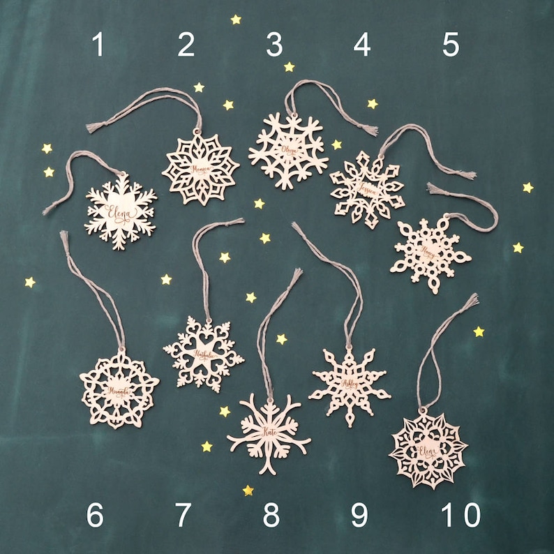 Engraved Wooden Snowflake PERSONALIZED SNOWFLAKE ORNAMENT Personalized Christmas Decoration Handmade Custom Christmas Ornament