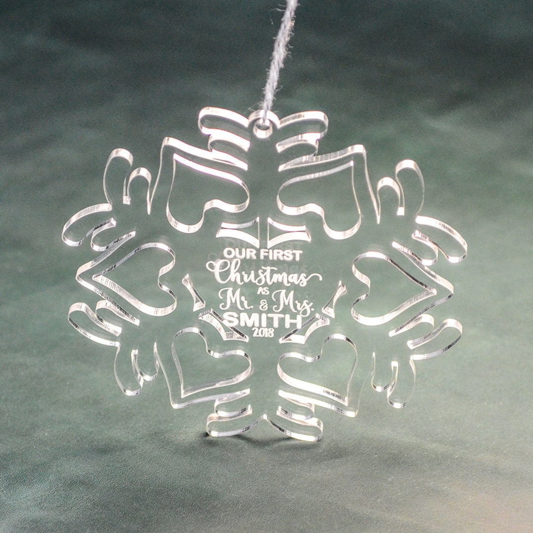 PERSONALIZED ACRYLIC SNOWFLAKE Ornaments for Couple // Christmas Tree