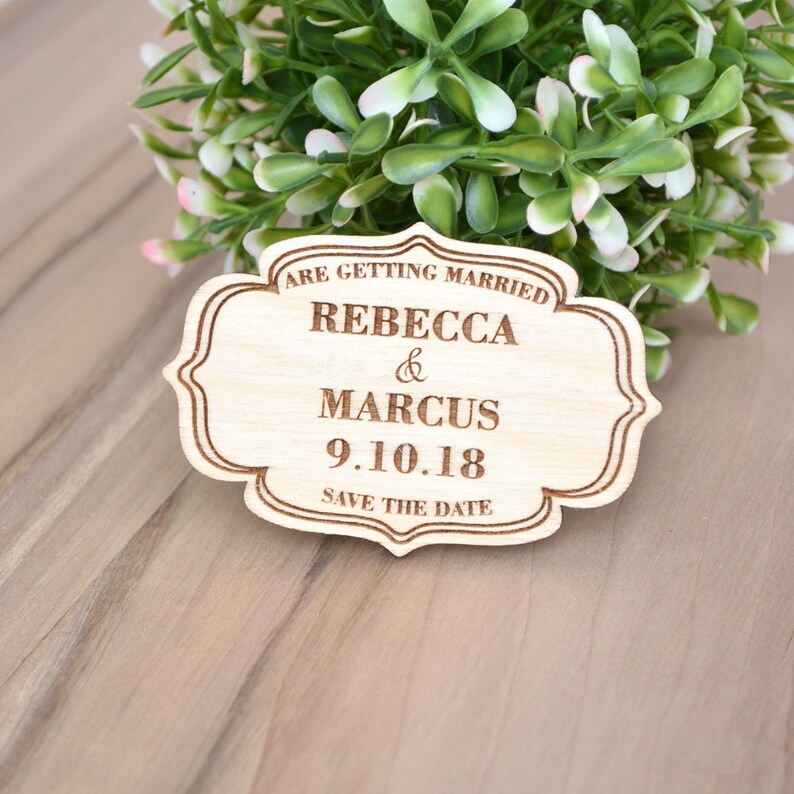 Rustic Wedding Magnets SAVE the DATE MAGNETS for Wedding Wood Save the Date Magnets Laser Engraved Wood Wooden Fridge Magnet
