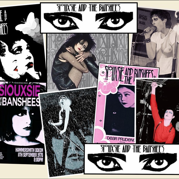 Siouxsie & The Banshees - 9 Large Glossy Vinyl Promo Stickers, Punk Rock Memorabilia