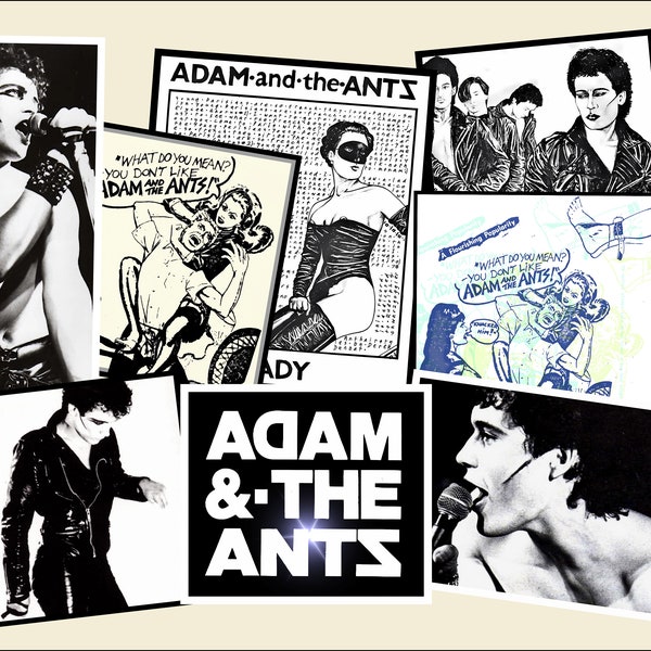 Adam & The Ants - 8 grote glanzende vinyl promostickers, punkrockmemorabilia