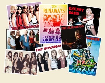 The Runaways - 8 Large Glossy Vinyl Promo Stickers, Punk Rock Memorabilia